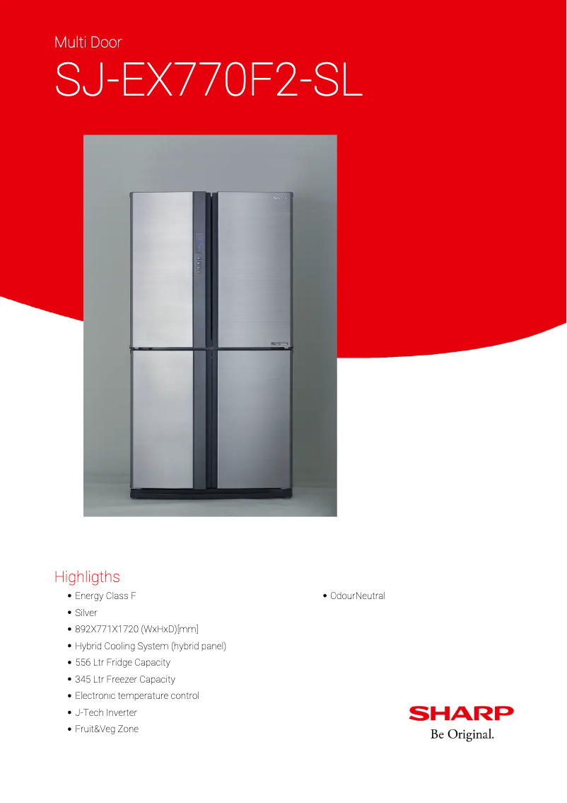 Page 1 de la notice Fiche technique Sharp SJ-EX770F2