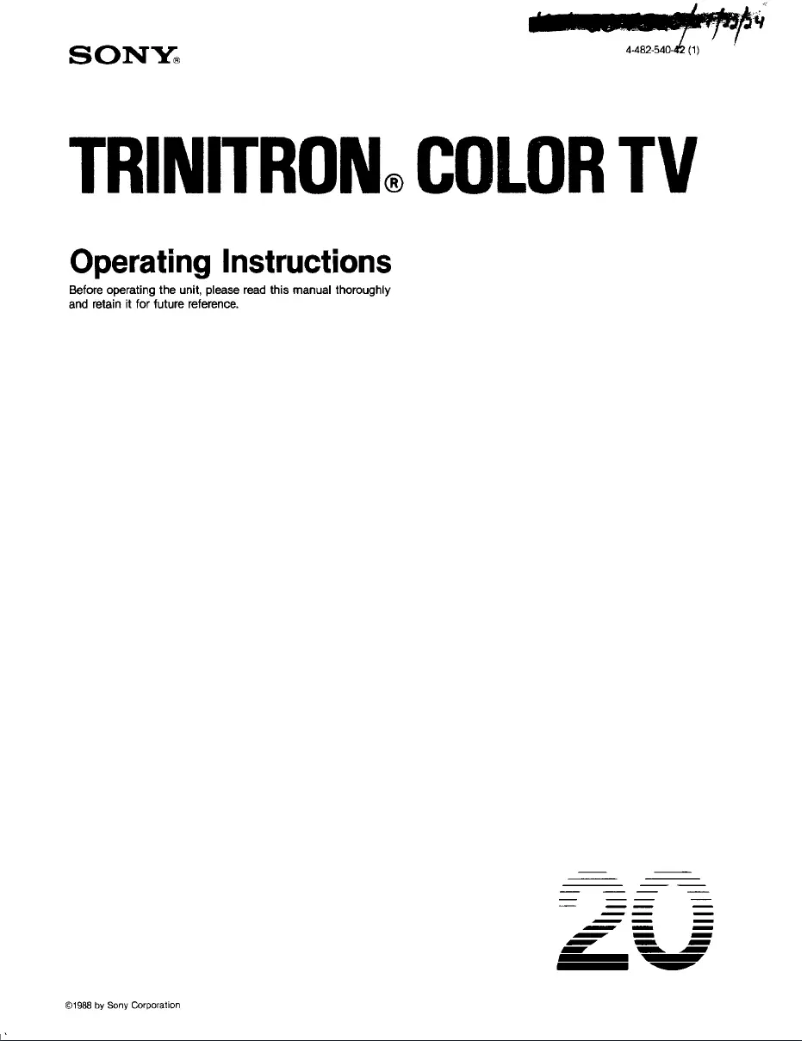 Page 1 de la notice Manuel utilisateur Sony KV-20TS20