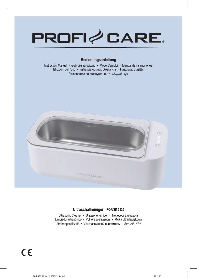 Page n°1 - Manuel utilisateur ProfiCare PC-USR 3120