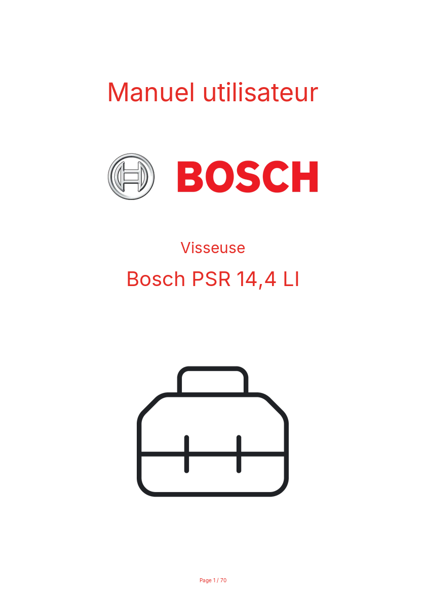 Page 1 de la notice Manuel utilisateur Bosch PSR 14,4 LI