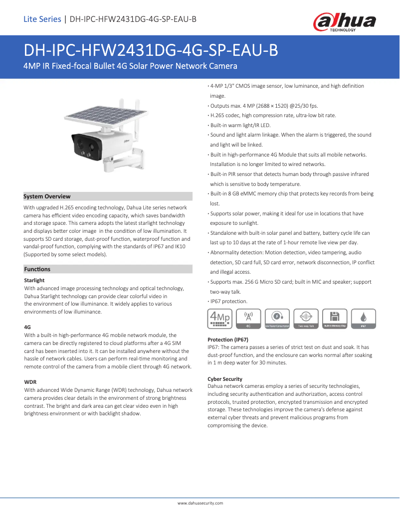 Image de la première page du manuel de l'appareil IPC-HFW2431DG-4G-SP-EAU-B