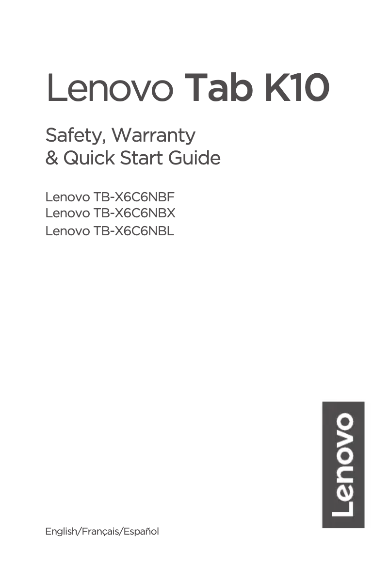 Page n°1 - Manuel utilisateur Lenovo Tab K10