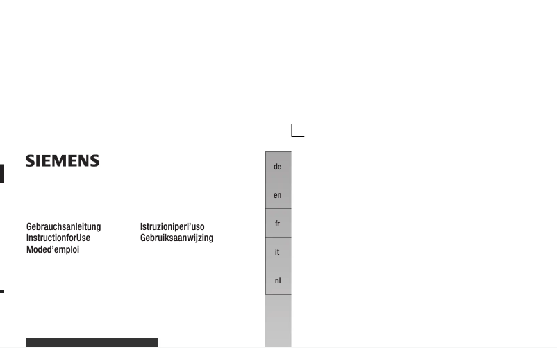 Page 1 de la notice Manuel utilisateur Siemens KI20RV01