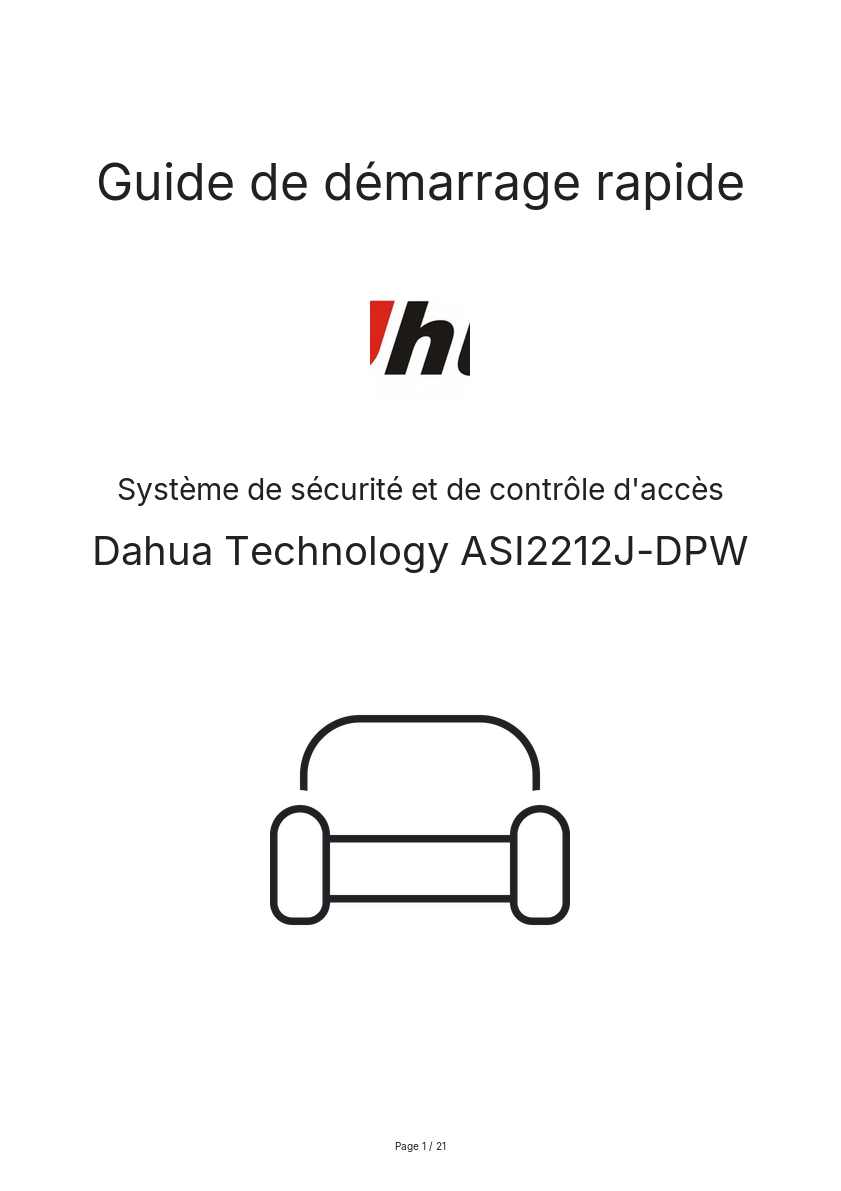 Page n°1 - Guide de démarrage rapide Dahua Technology ASI2212J-DPW
