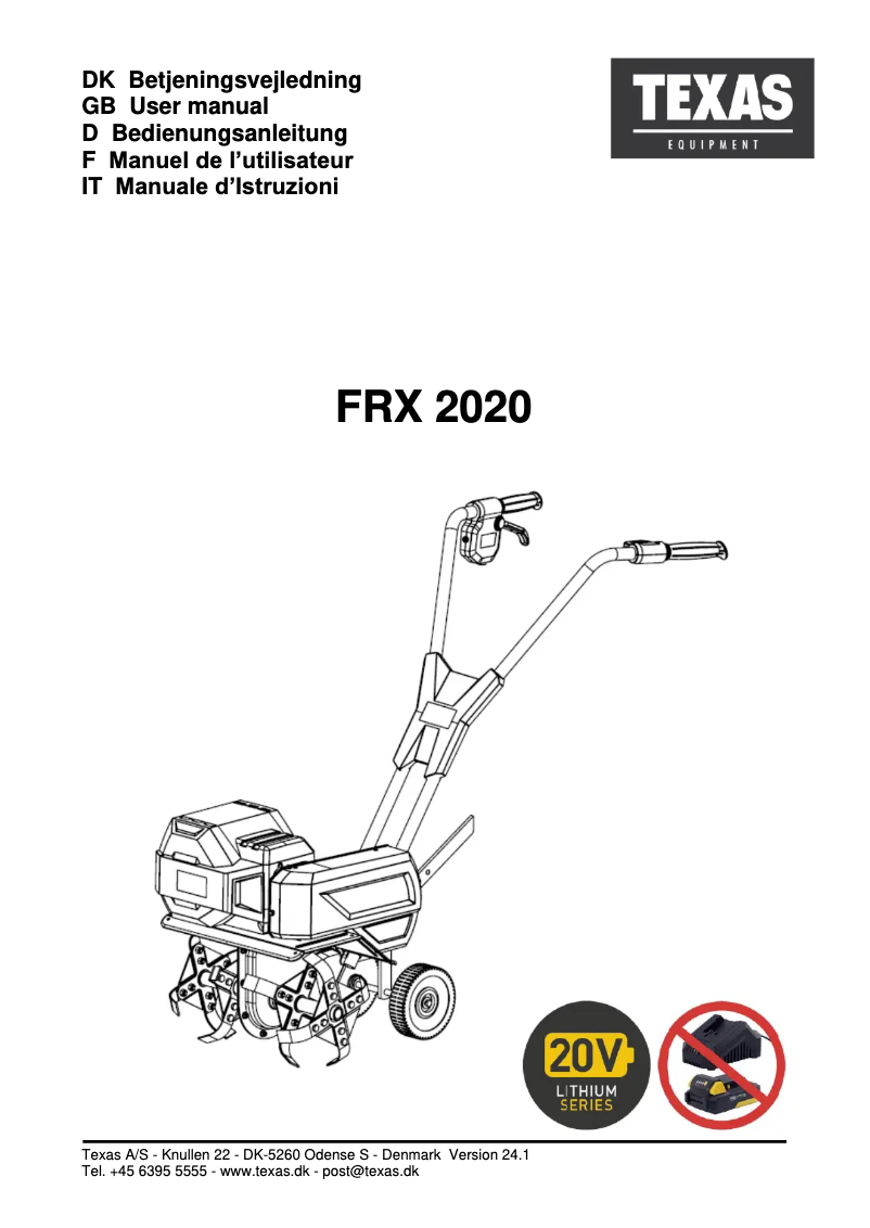 Image de la première page du manuel de l'appareil FRX2020
