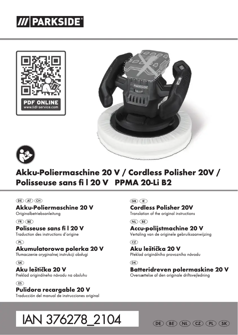 Page n°1 - Manuel utilisateur Parkside PPMA 20-Li B2