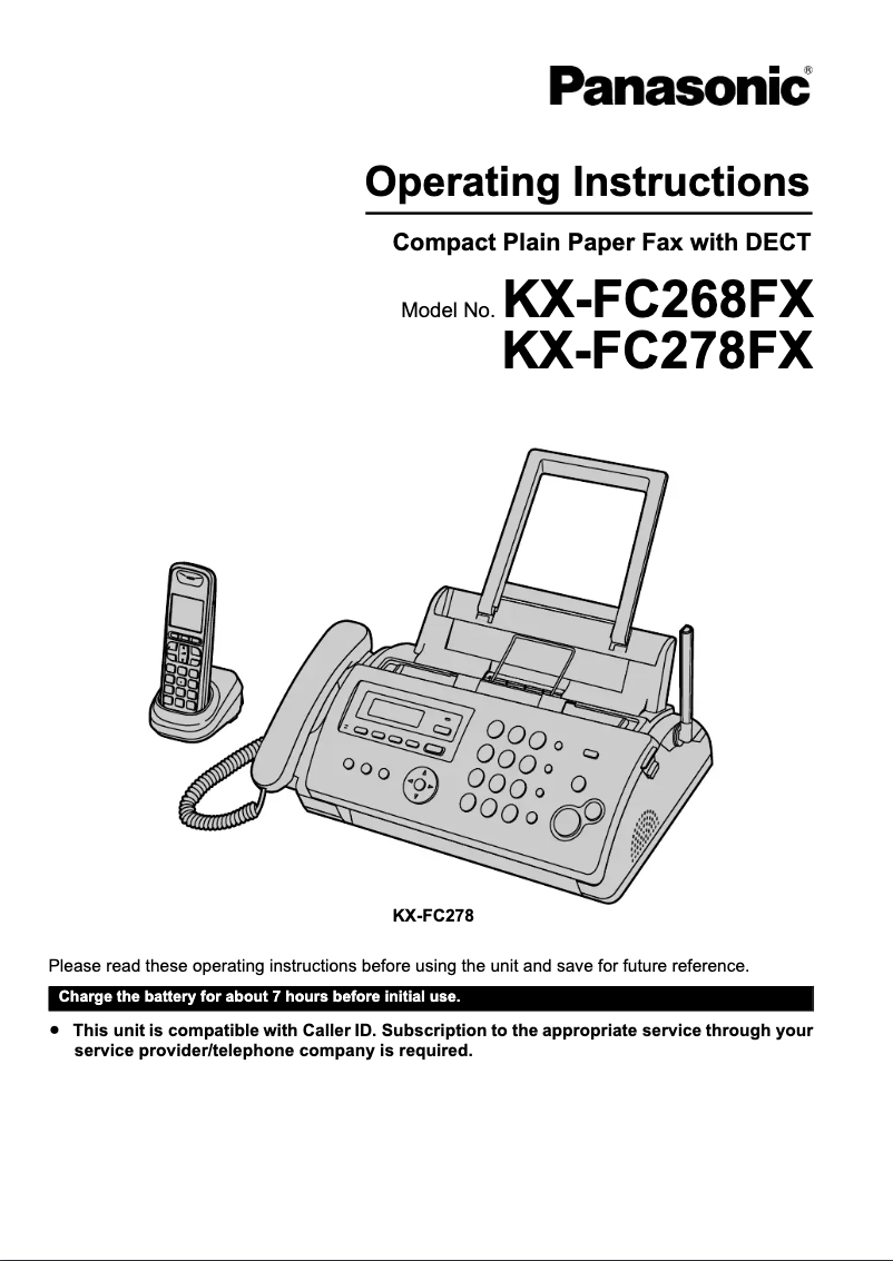 Page n°1 - Manuel utilisateur Panasonic KX-FC268