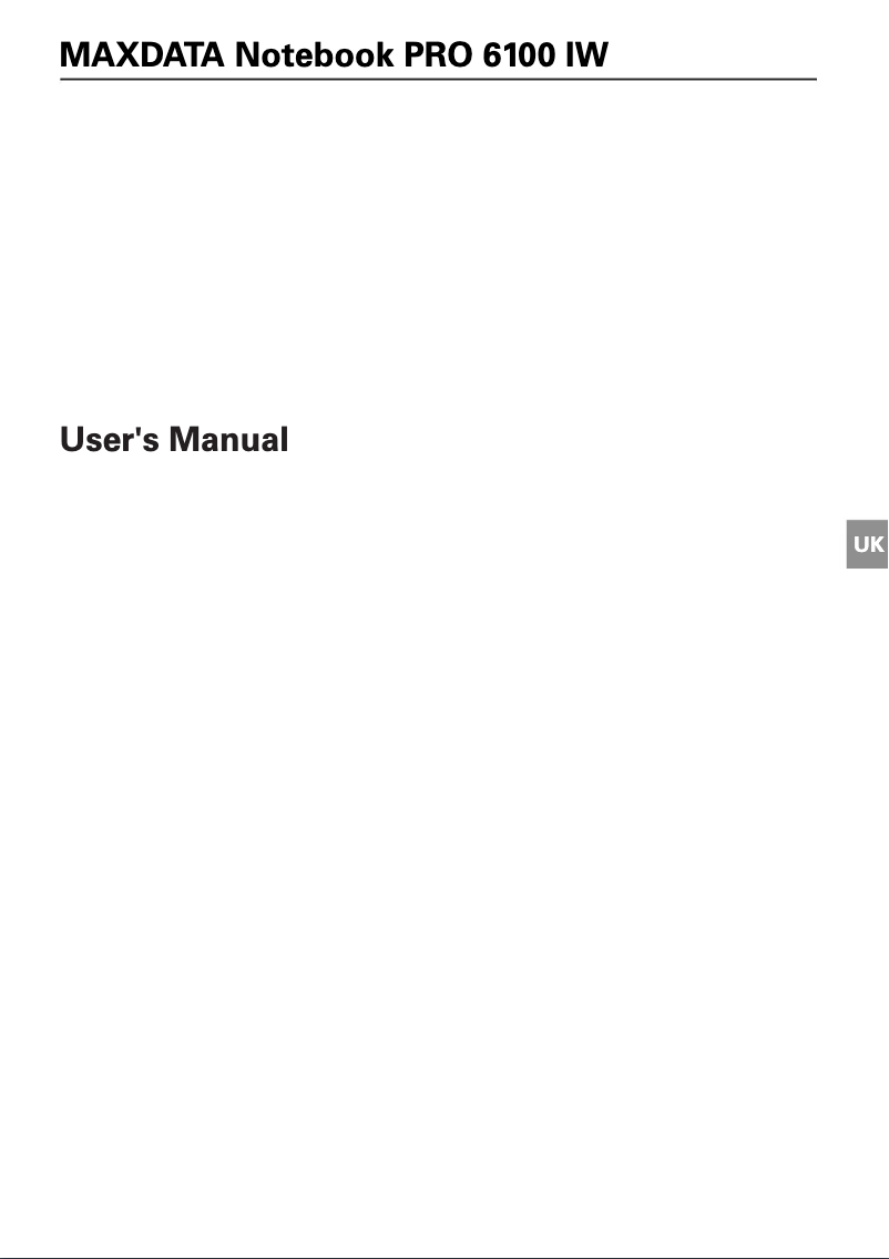 Page n°1 - Manuel utilisateur Maxdata Pro 6100IW