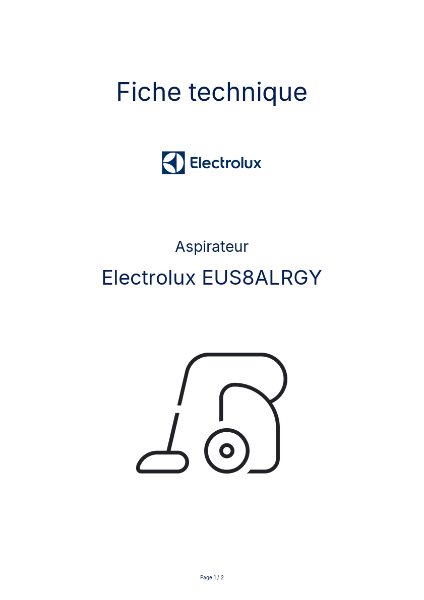 Image de la première page du manuel de l'appareil EUS8ALRGY