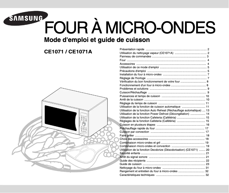Page n°1 - Manuel utilisateur Samsung CE1071AT
