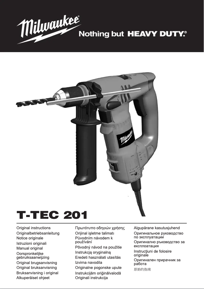 Page 1 de la notice Manuel utilisateur Milwaukee T-TEC 201