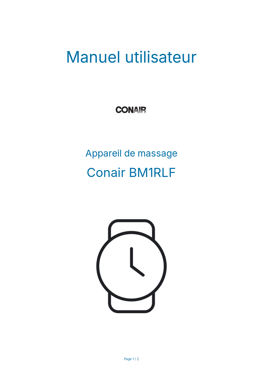 Page n°1 - Manuel utilisateur Conair BM1RLF