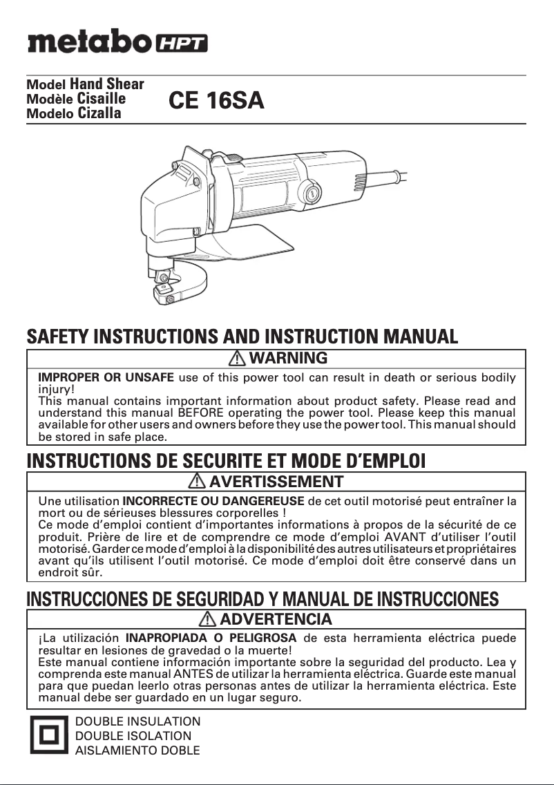 First page image of the manual for CE 16SA