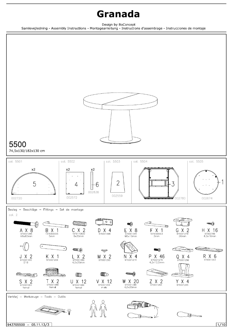 Page n°1 - Manuel utilisateur BoConcept Granada
