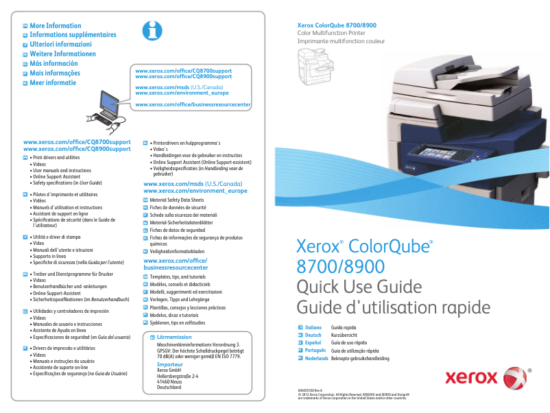 Page n°1 - Manuel utilisateur Xerox ColorQube 8900