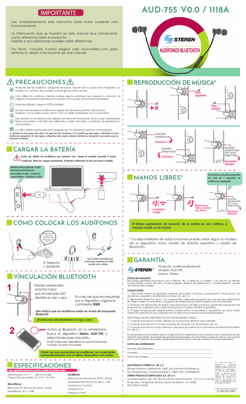 Image de la première page du manuel de l'appareil AUD-755CNE