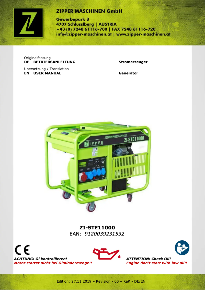 Image de la première page du manuel de l'appareil ZI-STE11000