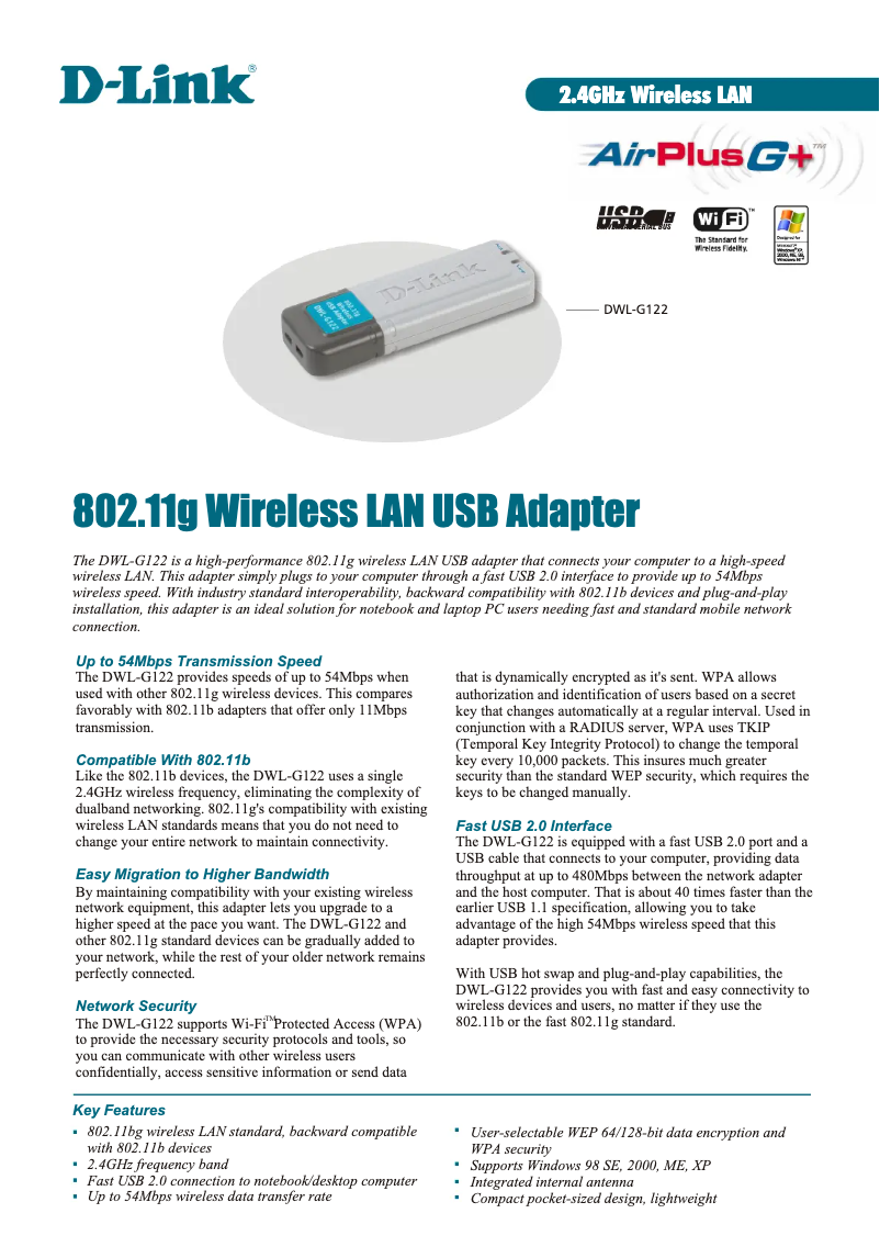 Page 1 de la notice Fiche technique D-Link DSL-904
