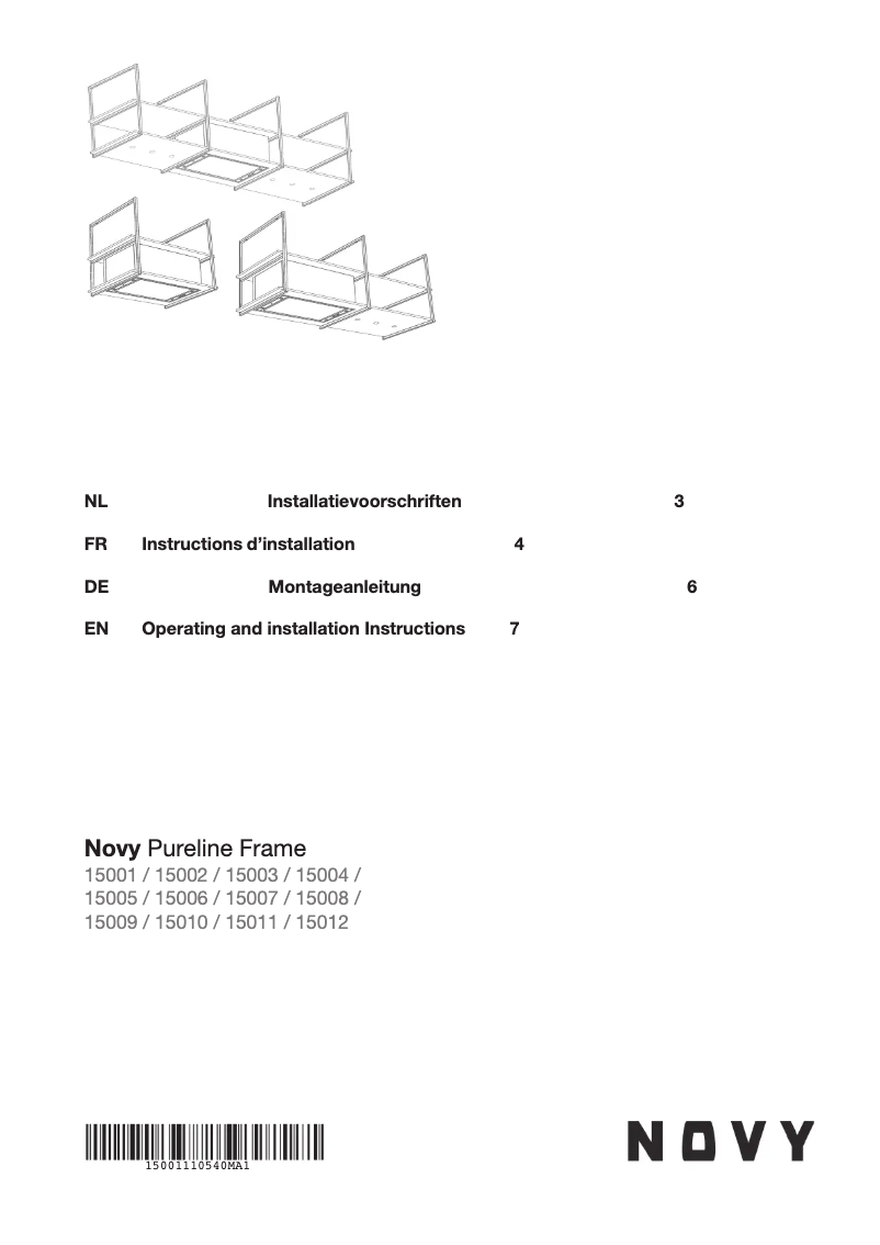 Page n°1 - Manuel utilisateur Novy Pureline Frame 15006