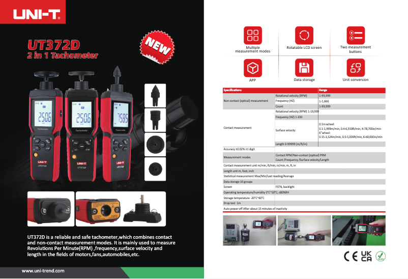 Page n°1 - Fiche technique Uni-T UT372D