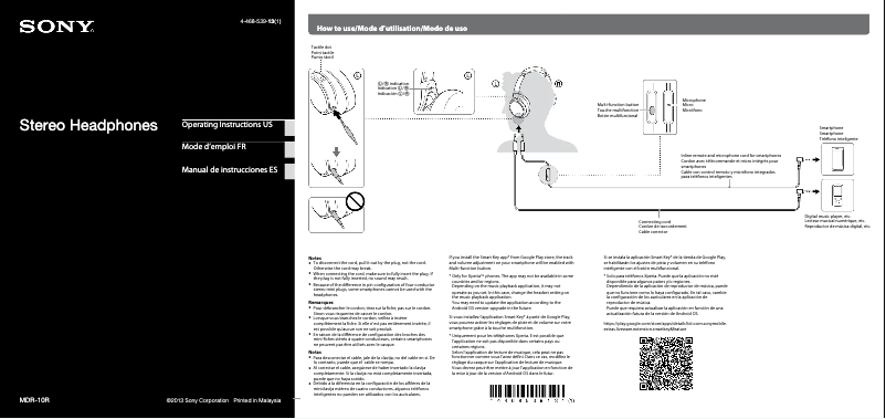Image de la première page du manuel de l'appareil MDR-10R