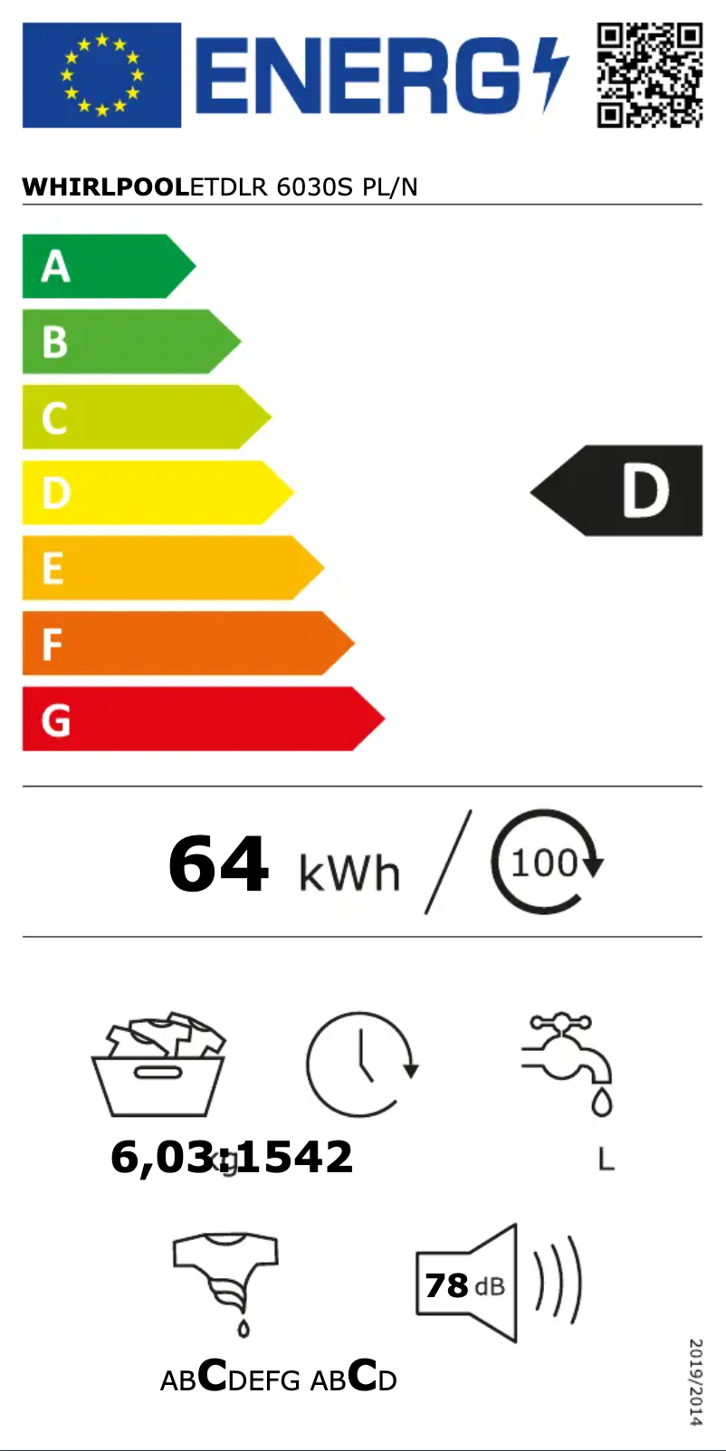 Página 1 del manual Manual de usuario Whirlpool ETDLR 6030S PL/N