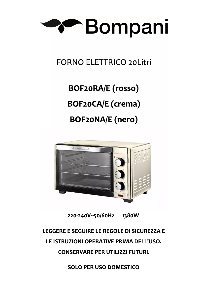 Page n°1 - Manuel utilisateur Bompani BOF20CA/E