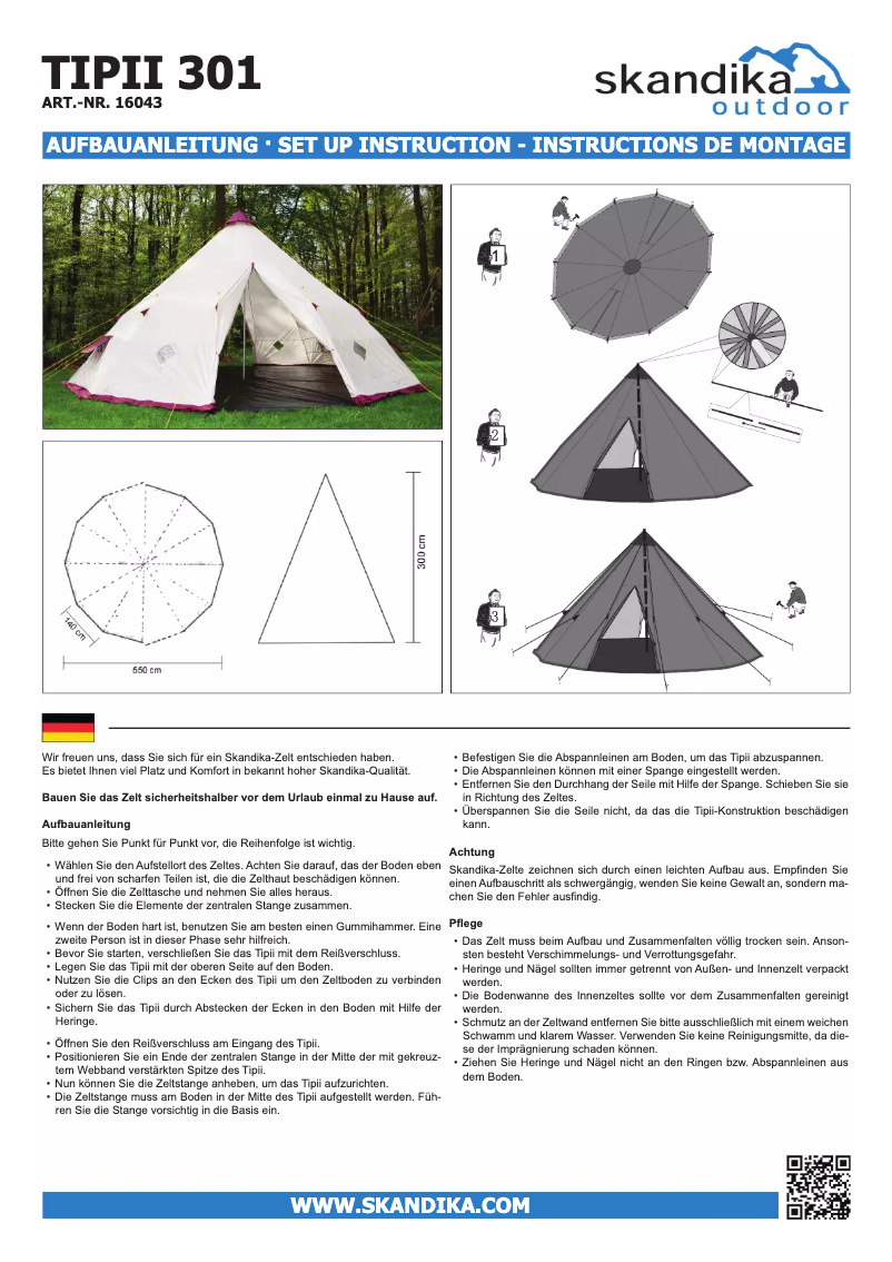 Page 1 de la notice Manuel utilisateur Skandika Tipii 301