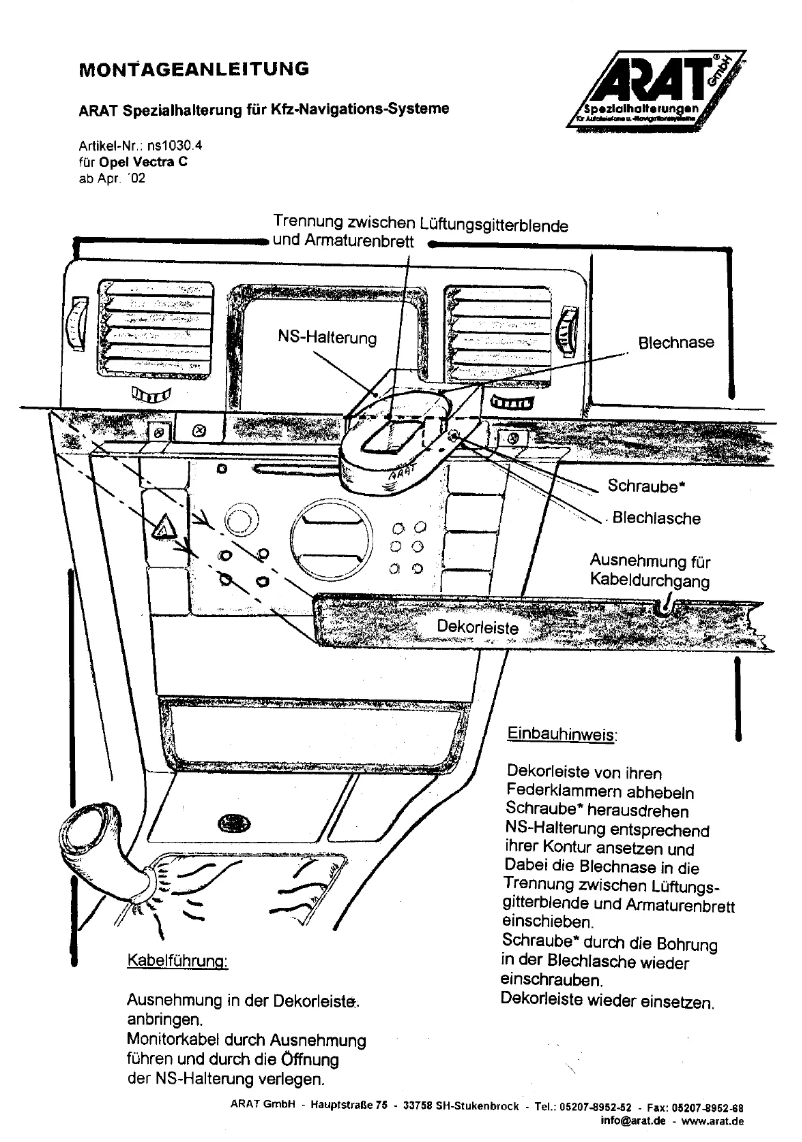 Page 1 de la notice Manuel utilisateur Arat NS1030.4
