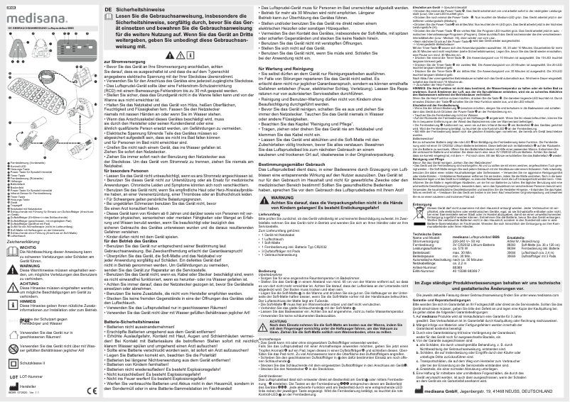 Page 1 de la notice Manuel utilisateur Medisana BBS Massagematte