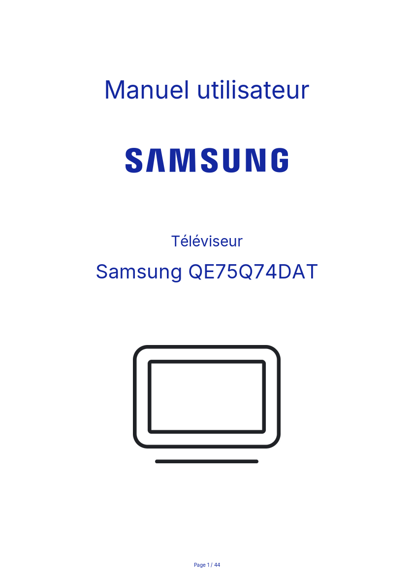 Page n°1 - Manuel utilisateur Samsung QE75Q74DAT