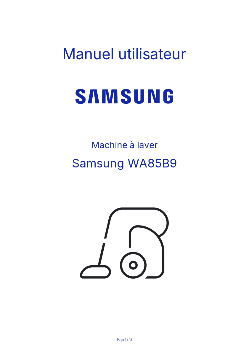 Image de la première page du manuel de l'appareil WA85B9