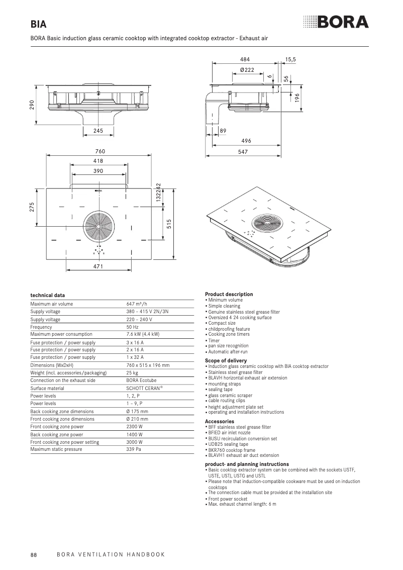 Page n°1 - Fiche technique BORA BIA