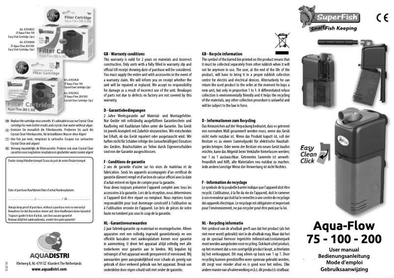 Page n°1 - Manuel utilisateur SuperFish Aqua-Flow 100