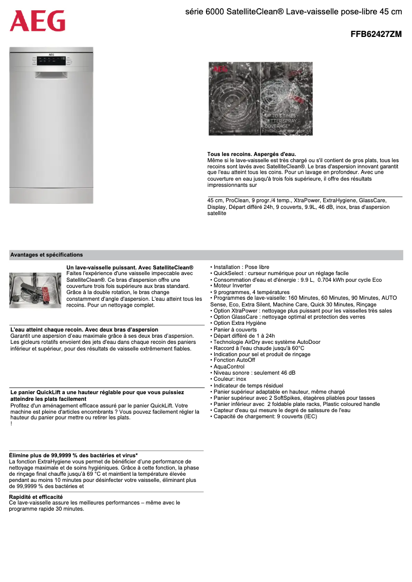 Page n°1 - Fiche technique AEG FFB62427ZM