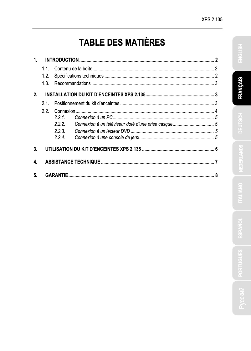 Image de la première page du manuel de l'appareil XPS 2.1 35