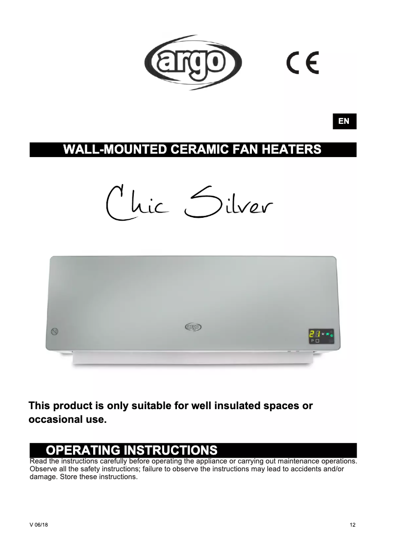 Page 1 de la notice Manuel utilisateur ARGO Chic Silver