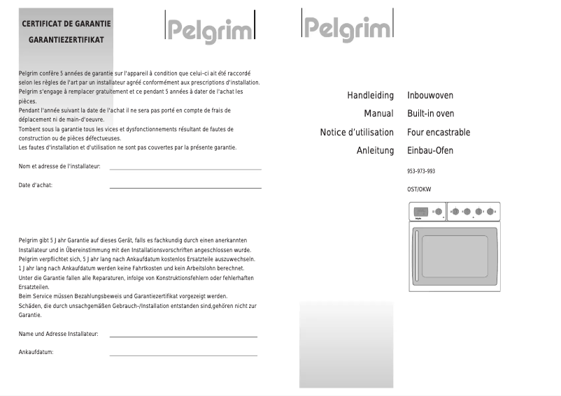 Page 1 de la notice Manuel utilisateur Pelgrim OST 993