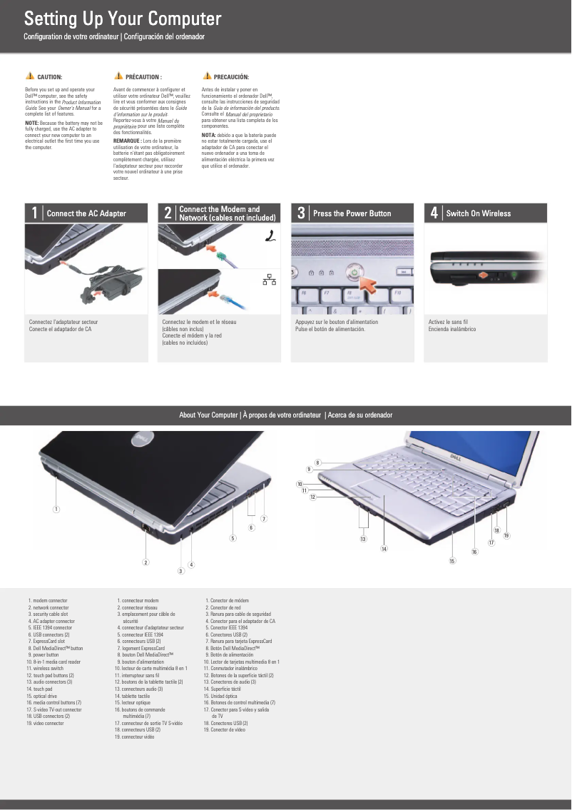 Page n°1 - Guide d'installation Dell Inspiron 1420