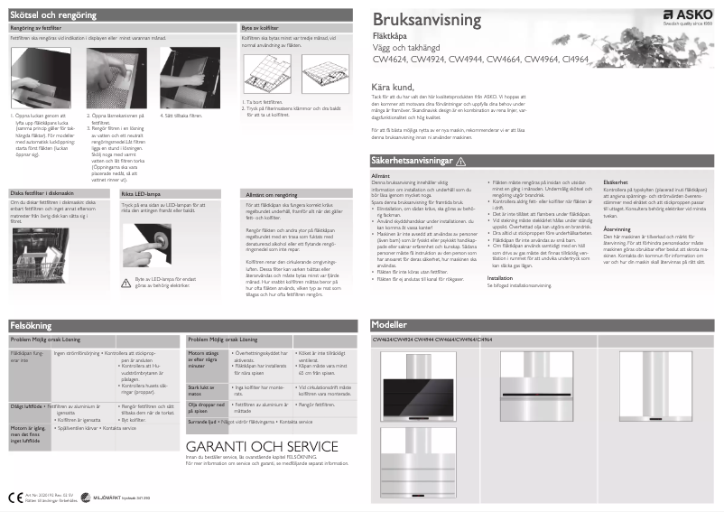 Page n°1 - Manuel utilisateur Asko CW4964