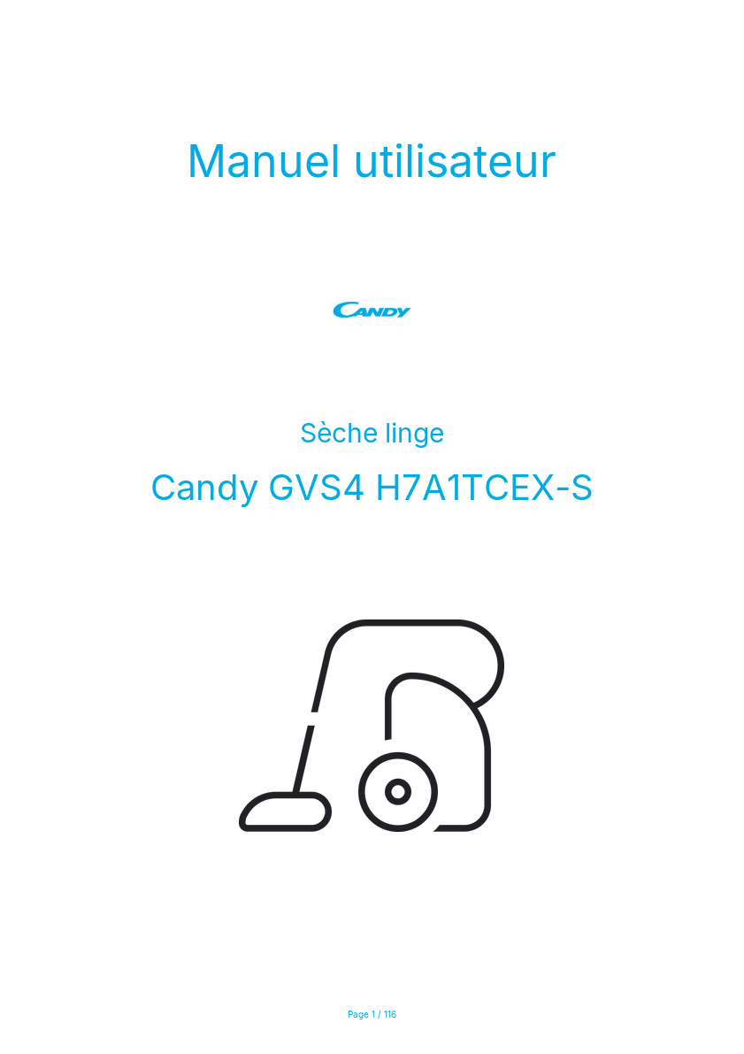 Page n°1 - Manuel utilisateur Candy GVS4 H7A1TCEX-S