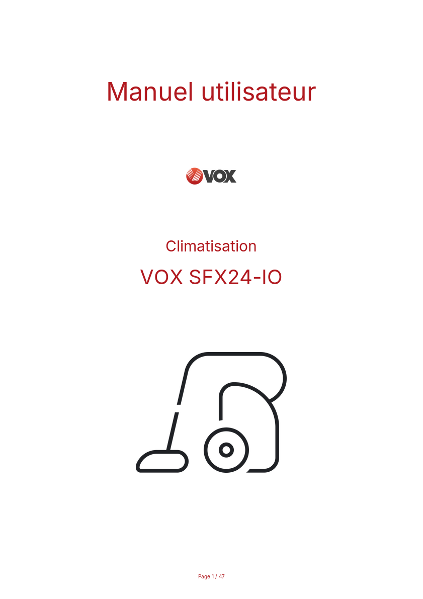 Page n°1 - Manuel utilisateur VOX SFX24-IO