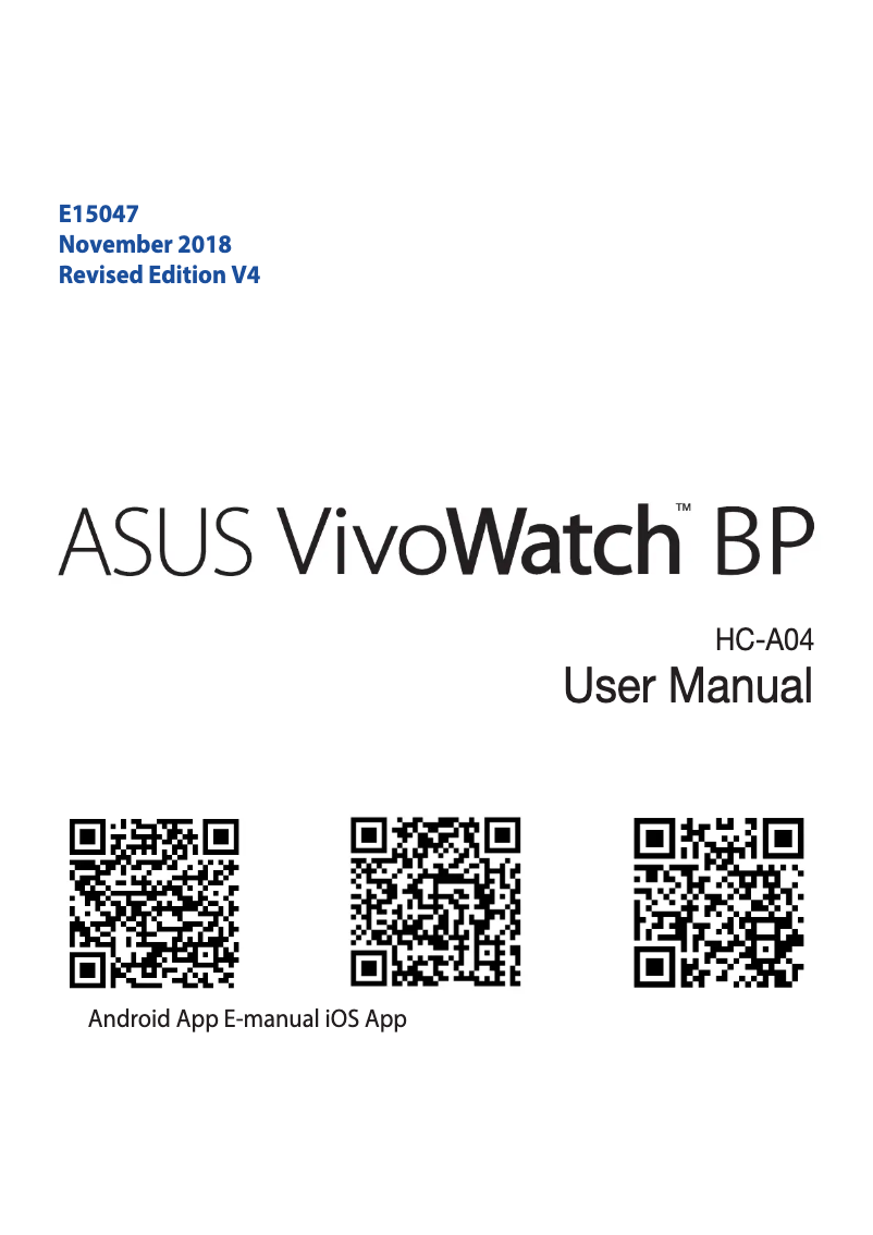 Page 1 de la notice Manuel utilisateur Asus VivoWatch BP HC-A04