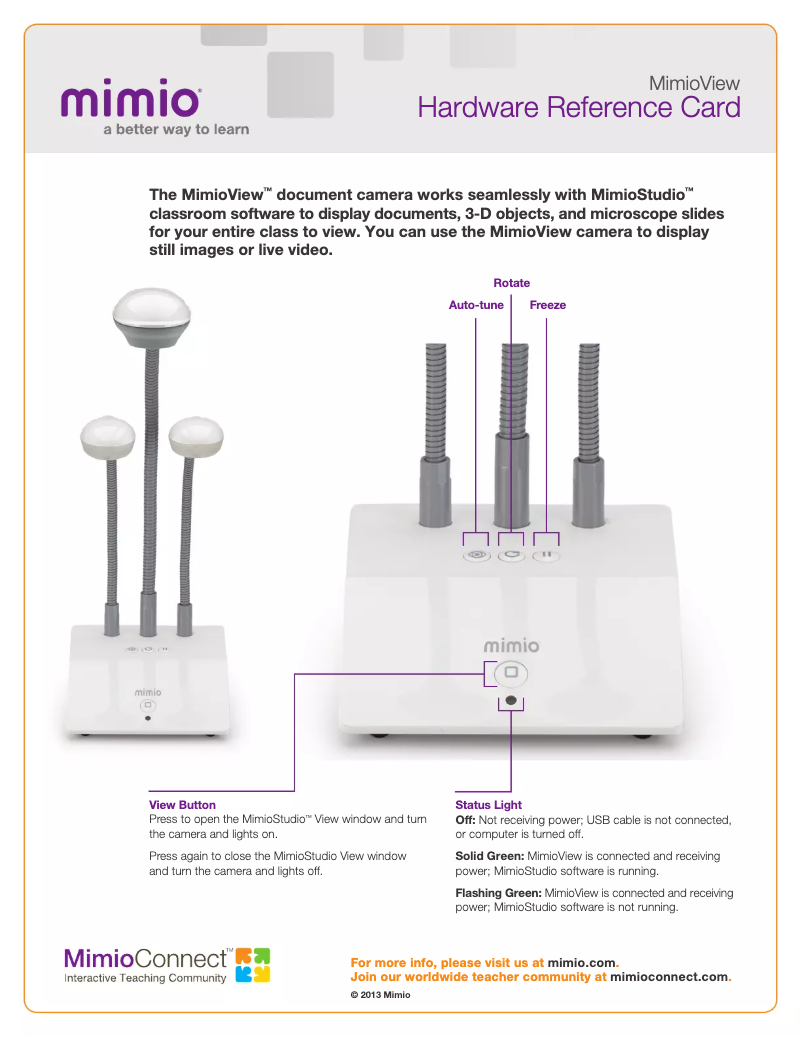 Page 1 de la notice Manuel utilisateur Mimio View 340H