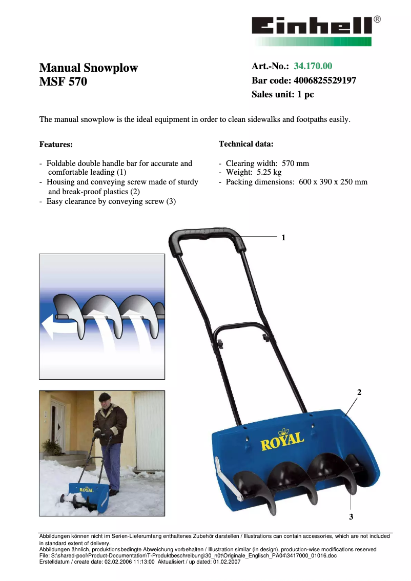 Image de la première page du manuel de l'appareil Royal MSF 570