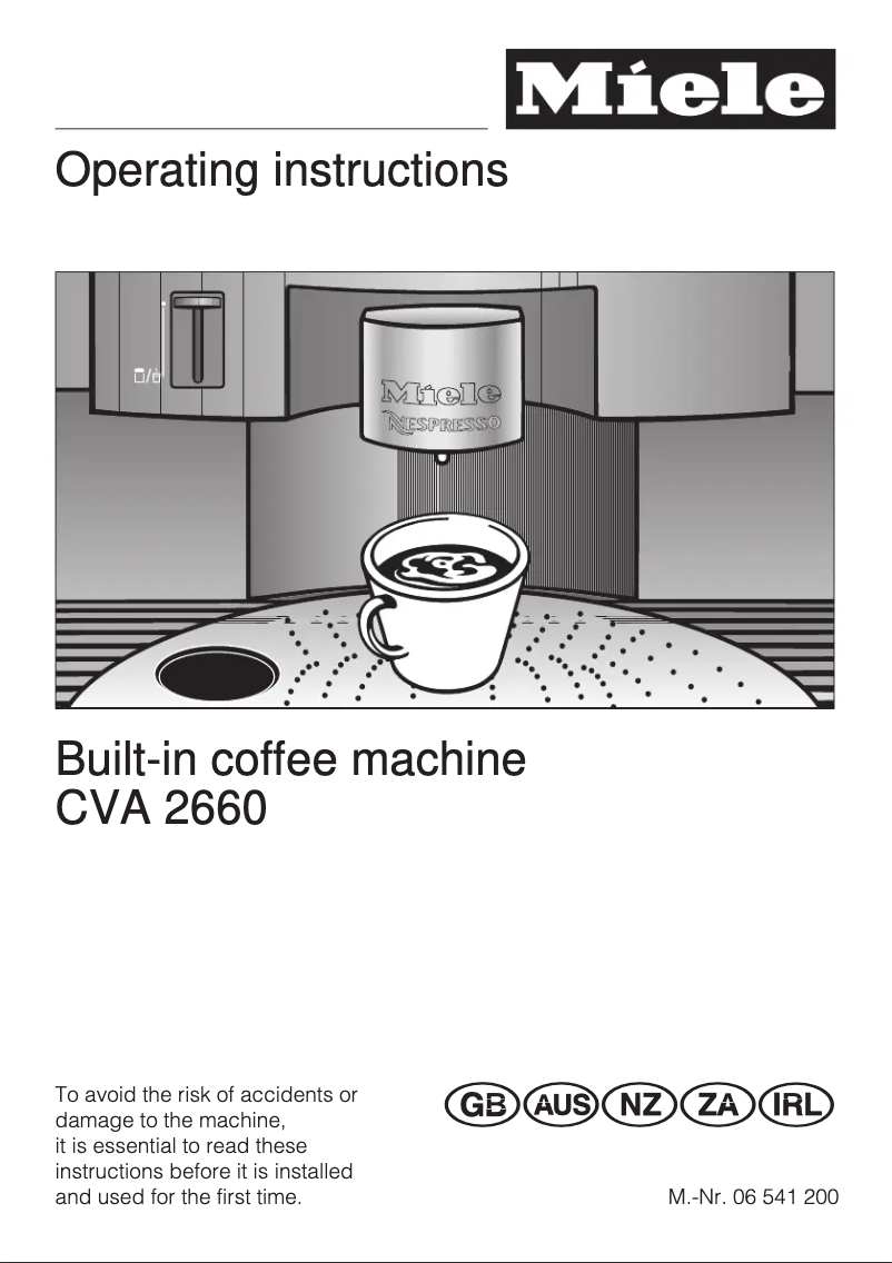 Page n°1 - Manuel utilisateur Miele CVA 2660