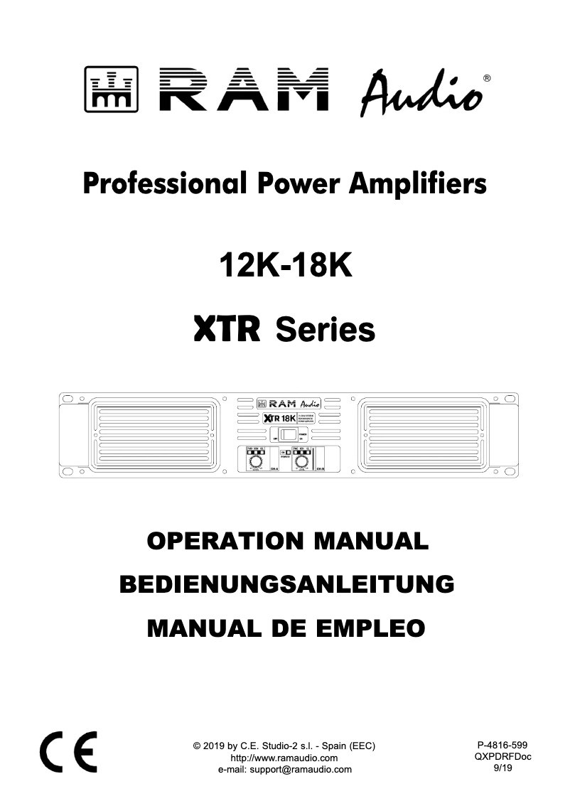 Page 1 de la notice Manuel utilisateur Ram Audio XTR-18K