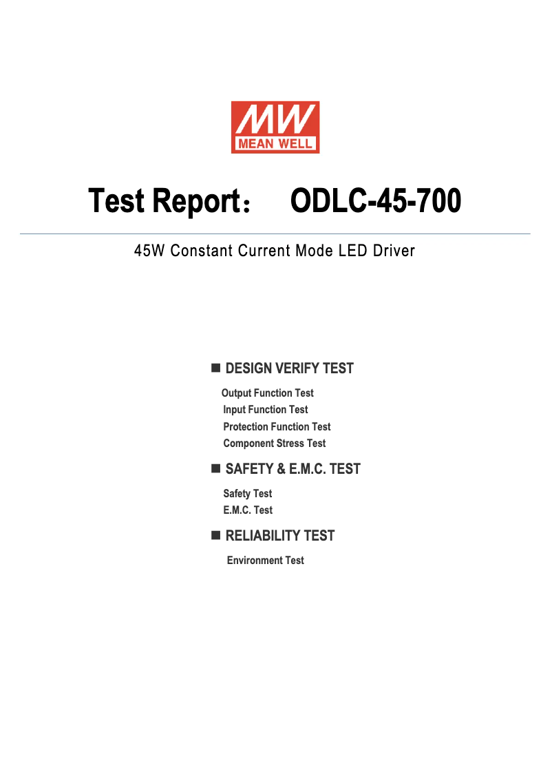 Page 1 de la notice Fiche technique Mean Well ODLC-45-700
