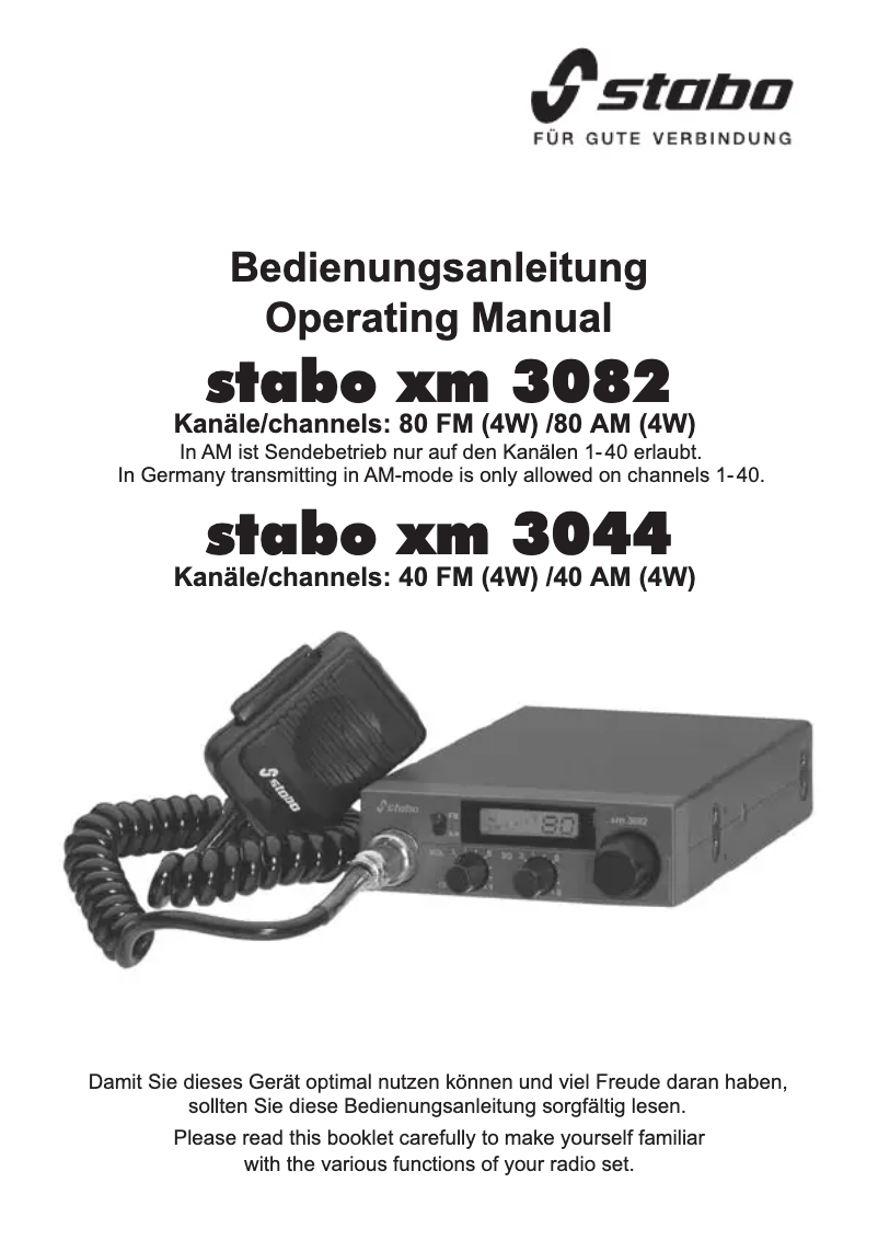 Página 1 del manual Manual de usuario Stabo XM 3044