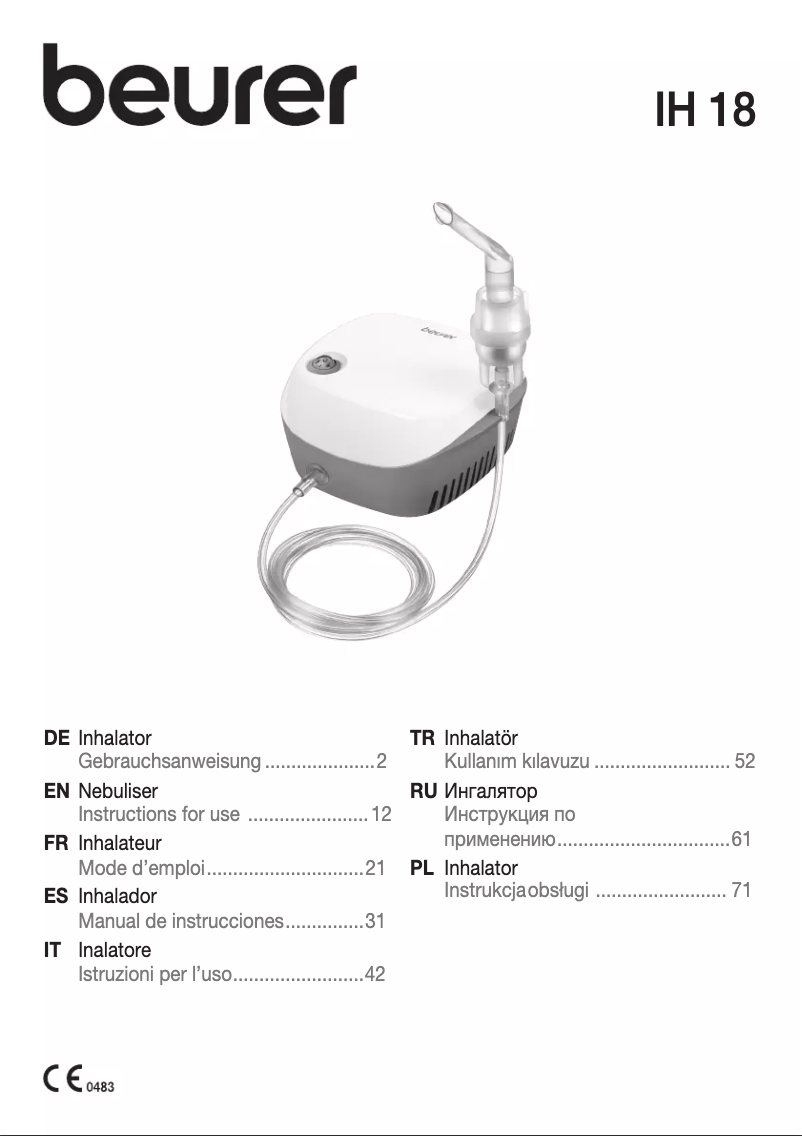 Page n°1 - Manuel utilisateur Beurer IH 18